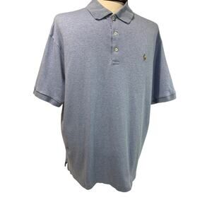 1XB Polo Ralph Lauren Big Mens Blue Heathered Golf Shirt Soft